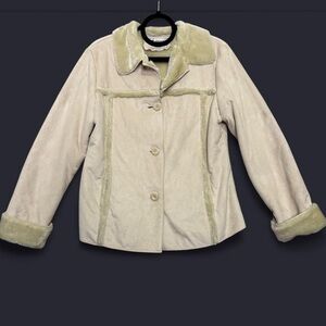 Women's Cream Jacket with Fur Trim